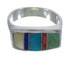 Southwest Multicolor Inlay Sterling Silver Ring Size 8-1/4 QX75906